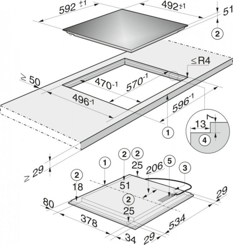 Панель конфорок KM6319 FL.BDG. встр.заподлицо