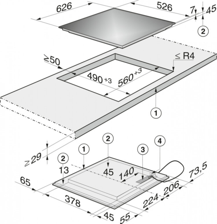 Панель конфорок KM6328-1 сталь