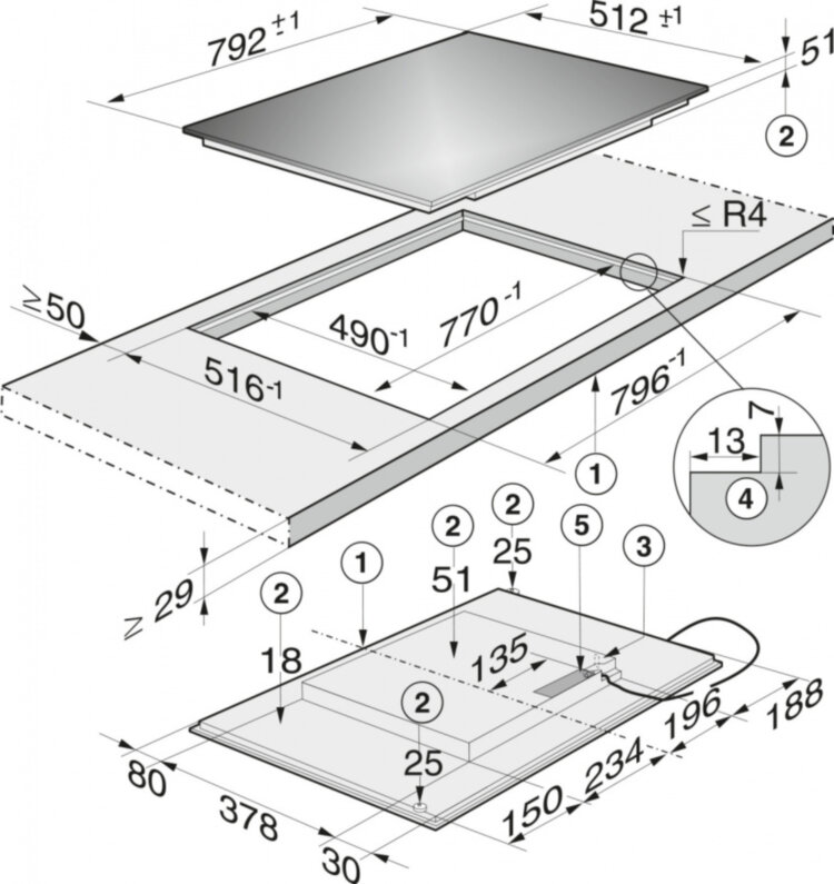 Панель конфорок KM6358 встр.заподлицо