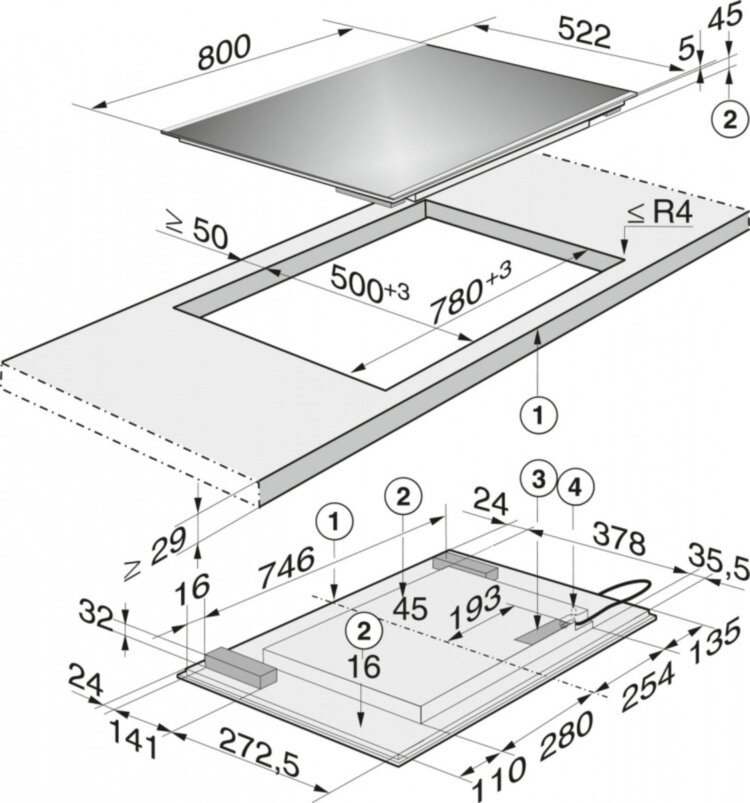 Панель конфорок KM6362-1 сталь