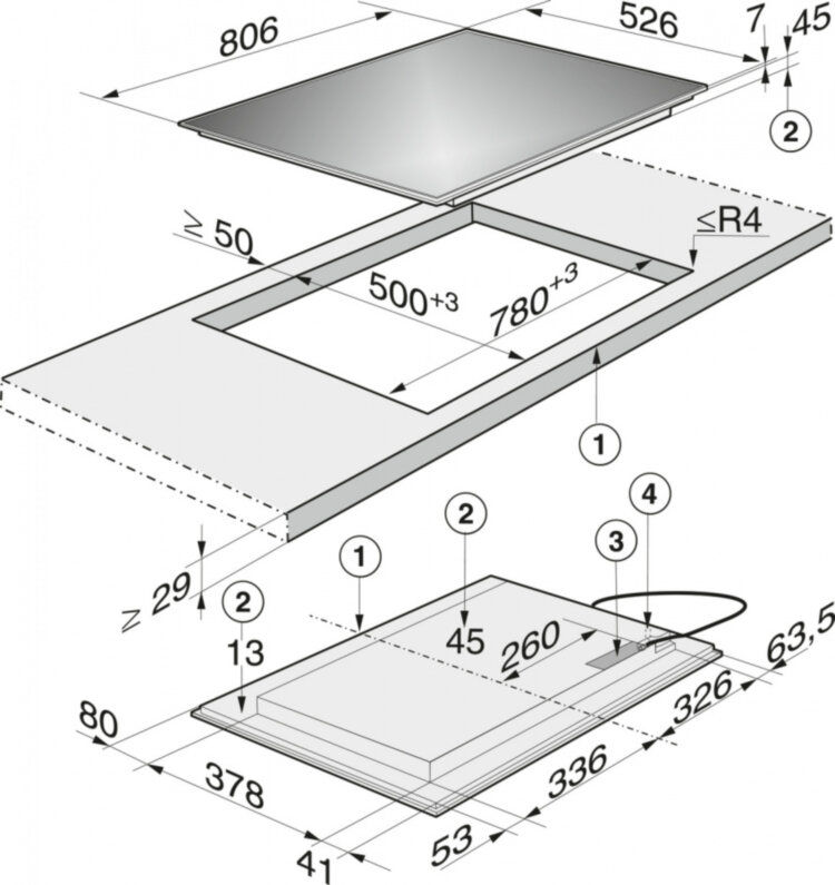 Панель конфорок KM6366-1 сталь
