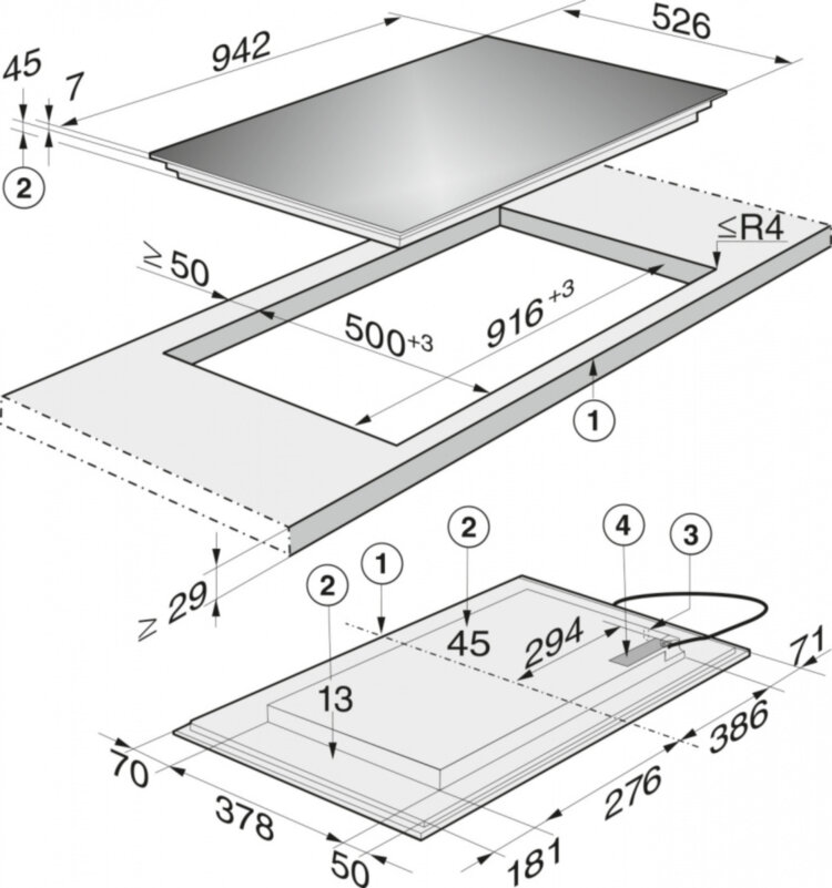 Панель конфорок KM6388 сталь