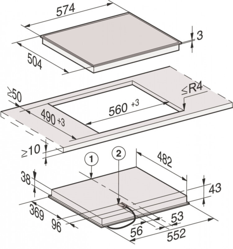 Панель конфорок KM6520 FR сталь