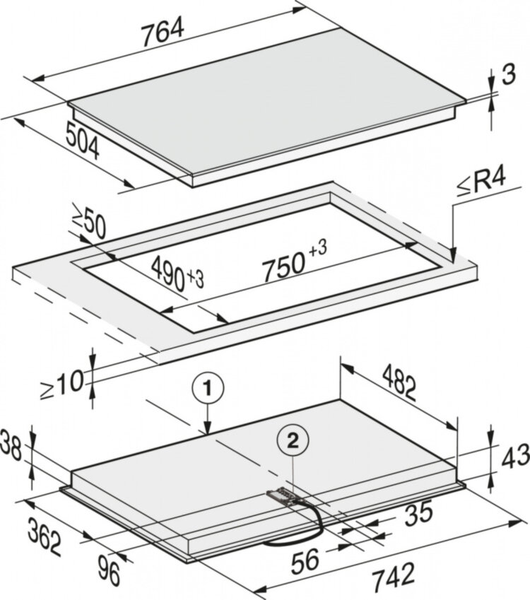 Панель конфорок KM6522 FR сталь