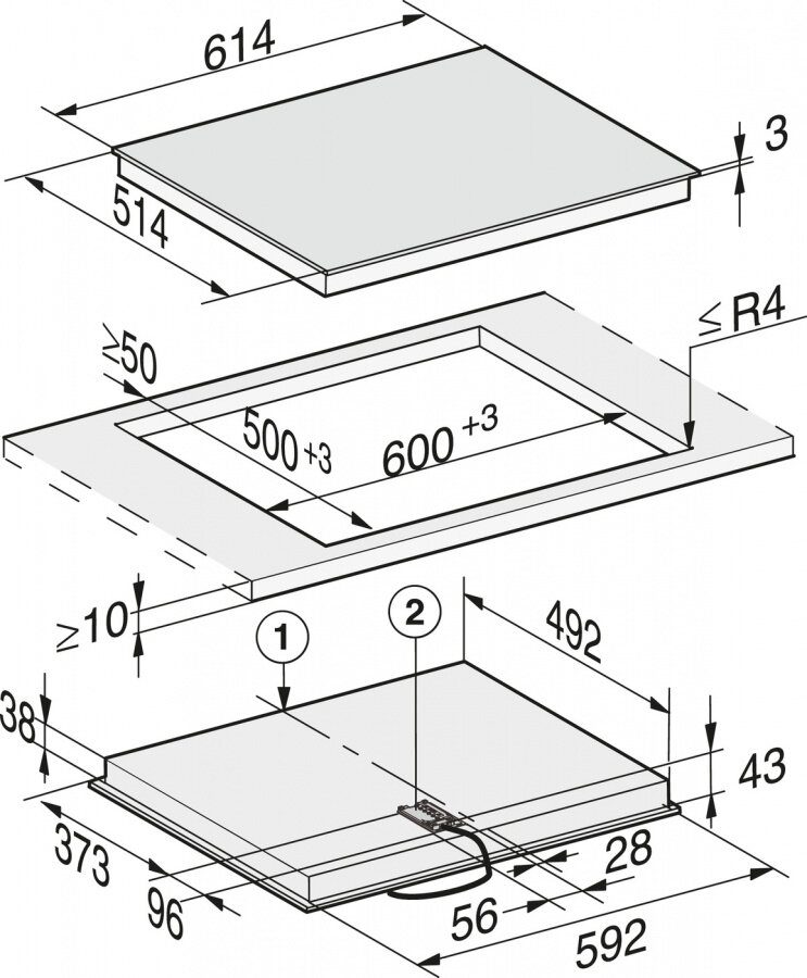 Панель конфорок KM6540 FR сталь