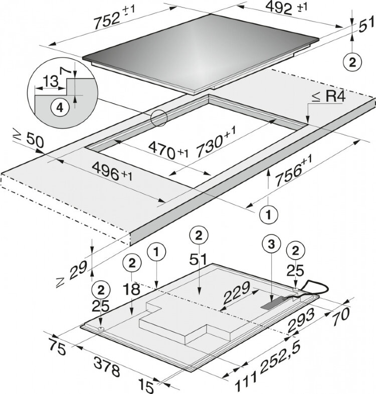 Панель конфорок KM6839-1 встр.заподлицо