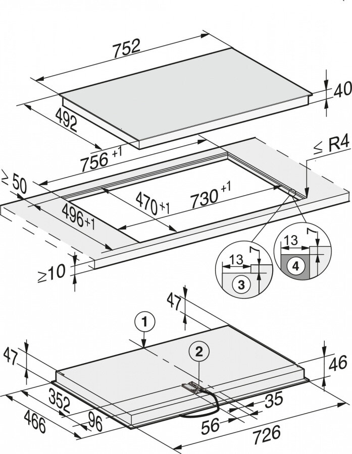 Панель конфорок KM6542 FL встраив. заподлицо