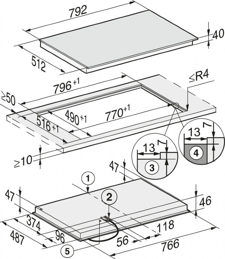 Панель конфорок KM6564 FL встраив. заподлицо