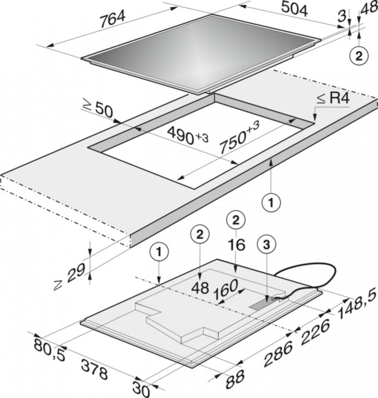Панель конфорок KM6629-1 RU EDST сталь