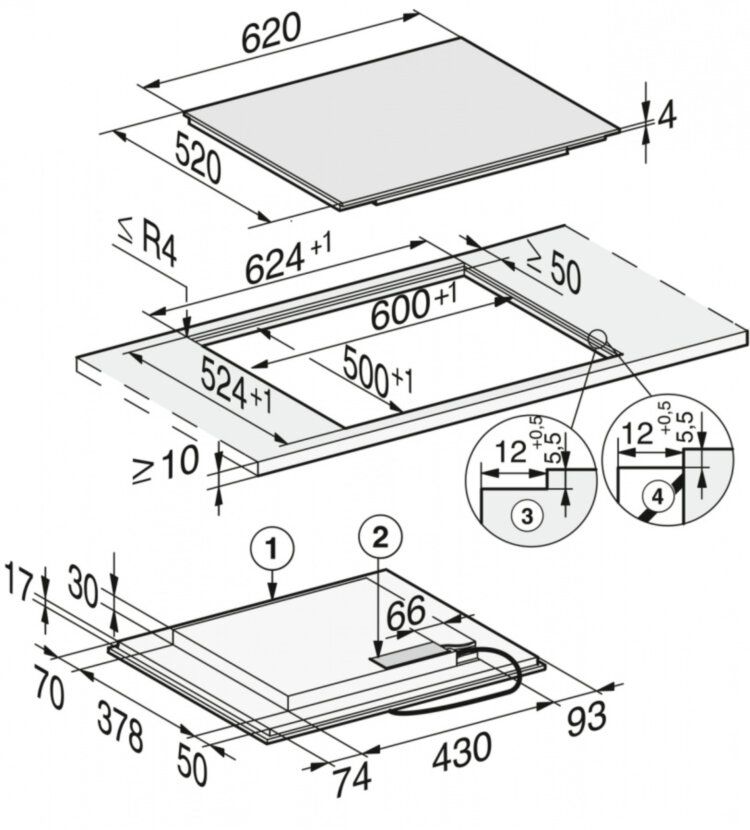 Панель конфорок KM7465 FL встр. сверху и заподлицо