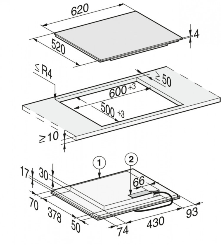 Панель конфорок KM7465 FL встр. сверху и заподлицо