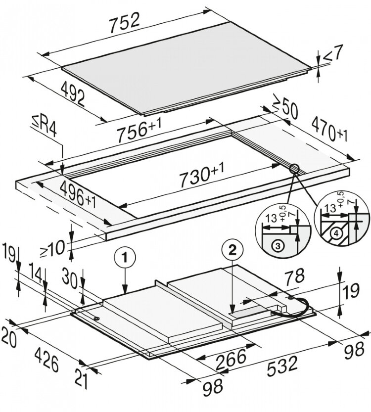 Панель конфорок KM7617 FX встр. заподлицо