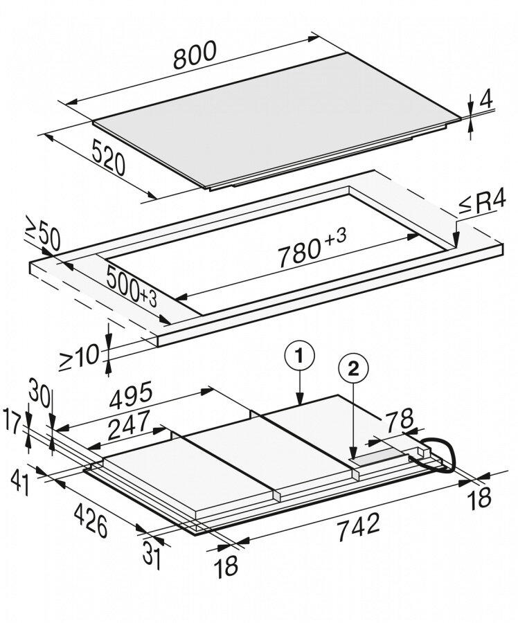 Панель конфорок KM7678 FL встр. сверху и заподлицо