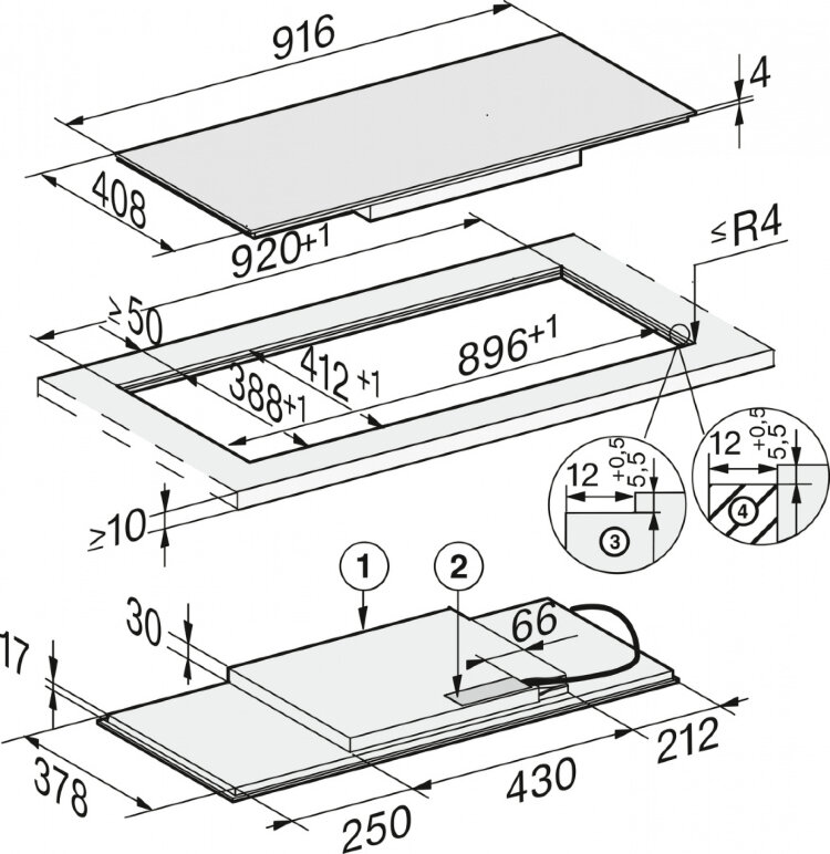 Панель конфорок KM7684 FL встр. сверху и заподлицо