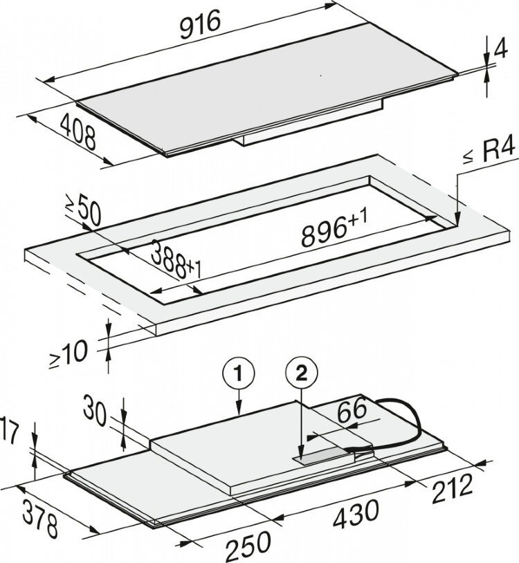 Панель конфорок KM7684 FL встр. сверху и заподлицо