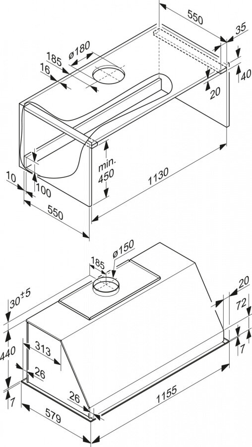 Вытяжка DAR1155 сталь для HR1956