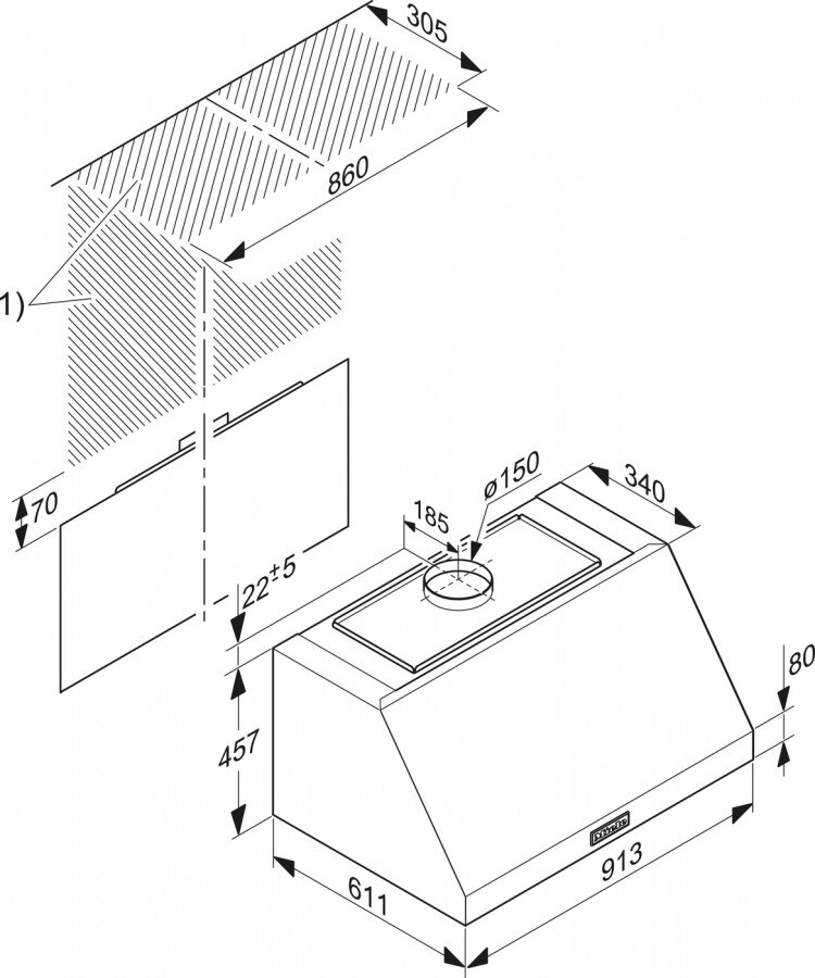 Вытяжка DAR1235 сталь для HR1936