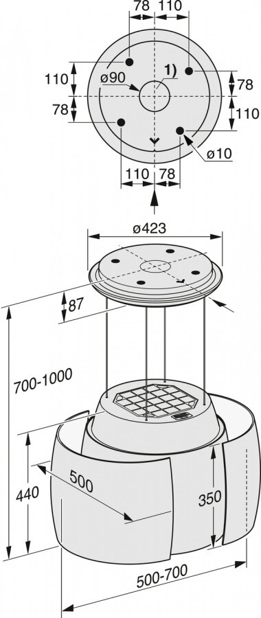 Вытяжка DA7378D BRWS AURA бриллиантовый белый