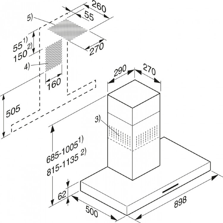 Вытяжка DA4298W сталь