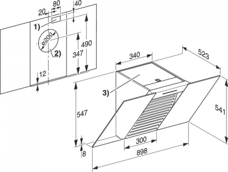 Вытяжка DA6096W OBSW черный обсидиан