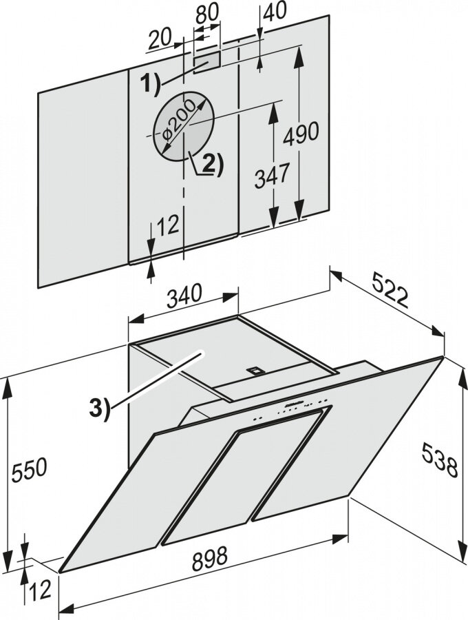 Вытяжка DA6498W OBSW черный обсидиан